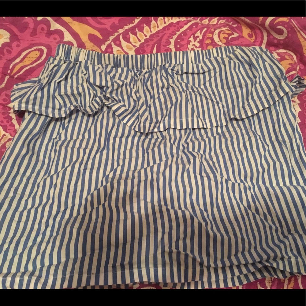 Blue and white bandeau top